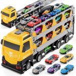 Ci Vetch 78-Inch Cars Trucks Toys for Toddler 1-3 2-4 3-5 4-7 Years Old Boys Kids, Transport Truck Toys with 24 Pcs Die-Cast Cars, Toys Gifts for 3 4 5 6 Year Old Boys, Toddler Boy Toys Ages 3-5 4-7