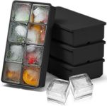 DHONI Silicone Easy-Release Jumbo Ice Moulds with Removeable Lids, Ice Tray, Silicone ice Tray, Ice Maker, Perfect for Drinks,Cocktail,Easy Demoulding Ice Mold.(Pack of 4 Square Black with Black LID)