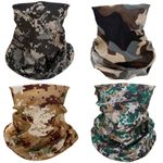 SMEHCF 4 Multipurpose Bandanas for Women Men Headband Balaclava Hair Head Scarf Face Half Airsoft Paintball Mask Neck Gaiters Breathable Reusable Washable Green Black White Digital Desert Camo