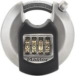 MASTER LOCK Heavy Duty Disc Padlock [Combination] [Stainless Steel] [Outdoor] M40EURDNUM - Best Used for Storage Units, Sheds, Garages, Trailers and More