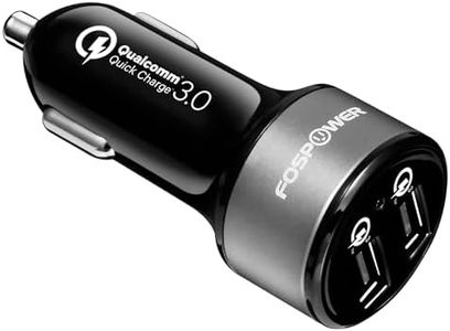 FosPower USB Car Charger, 3.0 Fast Charging 2 Port Cigarette Lighter Adapter [UL Listed] 36W Qualcomm Quick Charger Compatible with iPhone, iPad, Samsung Galaxy, LG, Google Pixel, Moto