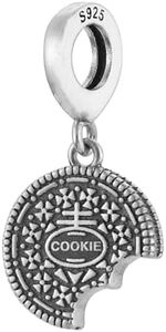 Cream Cookie Milk Biscuit 925 Sterling Silver Charm Bead For Pandora & Similar Charm Bracelets or Necklaces