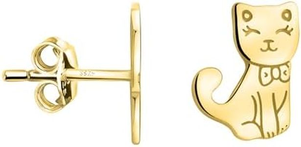SOFIA MILANI - Pendientes para Mujeres en Plata de Ley 925 - Chapados en Oro - Pendiente de Botón de Gato - E2375