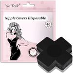 Yio Toik 40 Pcs Nipple Covers For Women Disposable Cross Shape Hypoallergenic X Nipple Pasties Satin Breast Covers Stickers (Black)