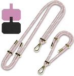 MAXCURY Phone Lanyard, 1× Adjustable Neck Strap,1× Wrist Strap, 2× Pads, Universal Crossbody Cell Phone Lanyards, Detachable Nylon Phone Lanyards Compatible with Most Smartphones (Pink)