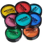 Moon Creations Pro Face & Body Makeup | Brights Set | 36g | Professional Colour Paint Cake Pots for Face Painting | Face Paint For Kids, Adults, Fancy Dress, Festivals, Halloween