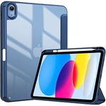 ProCase for iPad 10th Generation Case with Pencil Holder 2022 10.9 Inch, Clear Back iPad 10 Case, 10th Gen iPad Case for A2696 A2757 A2777 -Navy