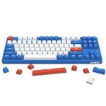 AK871 75% Wireless Mechanical Keyboard, Bluetooth/2.4G Dual Mode, 87 Keys Compact TKL Hot Swappable Gaming Keyboard, OEM Keycaps Clicky Blue Switch Custom Keyboard for PC Windows Mac (Blue & White)