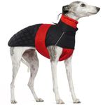 Greyhound Winter Coat, XXXL Dog Jumper Salukis Jacket Greyhound Winetr Outfit with Padded Fleece Water Resistant Dog Snowsuit Greyhound Heated Coat(Red, 3XL)