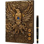 DND Notebook/Journal, Unique 200 Page Book with 3D Gold Phoenix Embossed Faux Leather Cover with Pen- Ideal for Dungeons & Dragons/D&D. Great RPG Accessories Nerdy Fantasy Gift for DM's & Players.