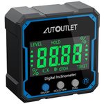 AUTOUTLET Angle Gauge Digital Protractor Angle Finder Level Gauge Inclinometer with Magnetic Base Backlight Display, Bevel Gauge Measuring Tool for Woodworking