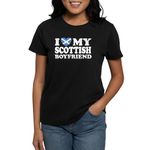 CafePress I Love My Scottish Boyfriend Women's Dark T Shirt Womens Cotton T-Shirt Black