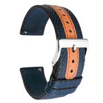 TStrap Nylon Watch Strap Canvas - Blue Quick Release Watch Band for Men Women - Soft Sailcloth Smart Watchband with Clasp - Bracelet de Montre pour Homme - 18mm 20mm 22mm 24mm