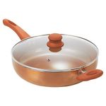 URBN-CHEF Ceramic Copper Steel Induction Cooking Pots Saucepans Kitchen cookware Lidded (28cm Deep Sauté Pan with Lid & Helper Handle)