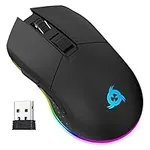 KLIM Blaze Rechargeable Wireless Gaming Mouse RGB New 2024 - High-Precision Sensor and Long-Lasting Battery - 7 Customizable Buttons - Up to 10000 DPI - Wired & Wireless Mouse for PC Mac & PS4 PS5