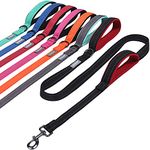 VIVAGLORY Traffic Handle Dog Lead, Soft Two Padded Handles Dog Leash, Strong Reflective & Metal Hook Training Dog Lead, Black