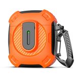 RFUNGUANGO Compatible with AirPods 2nd/1st Case with Cleaner Kit, 2024 New Space-themed Hard Protective Case,Military Hard Shell Protective Armor with Lock Case, front LED visible,Cosmos-Orange