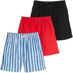 Real Essentials 3-Pack: Boys Swim Suit Board Shorts Kids Trunks Drawstring Short Beach Swimwear Boy Surf Summer Swimming Swimsuit Bathing Youth Little Quick Dry Pool Liner - Set 2, XS (4/5)