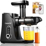 Juicer Machines, AMZCHEF Slow Cold Press Juicer with 2 Speed Modes, Travel bottles(500ML), LED display, Easy to Clean Brush & Quiet Motor for Vegetables & Fruits,Light Black