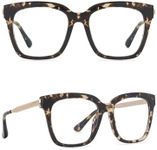 DIFF Bella Blue Light Blocking Square Glasses for Women UV400, Espresso Tortoise