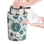 Floral Decorative Foam Soap Dispenser, Vintage Ceramic Hand Soap Pump, Nature Inspired Bathroom Countertop Decor (Style D)