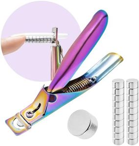 Yaya Acrylic False Nail Clipper with Magnets, Nail Tip Cutter with Length Measurement, 15Pcs Magnets (Rainbow)