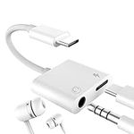 iPhone USB-C to 3.5mm Jack Adapter (2in1) Type C Charger Headphone Splitter DAC Aux Dongle Compatible for Samsung Galaxy Apple 15 Pro Max Plus iPad 10、Air4/5、Mini6、12.9 Audio Charging Cord Accessories