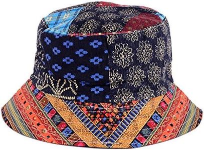 Be Your Own Style BYOS Fashion Cotton Unisex Summer Printed Bucket Sun Hat Cap, Various Patterns Available (Hippie Patch Multi Red)