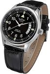 VIGOROSO Men's Sport Day Date Black Leather Automatic Self Winding Watch