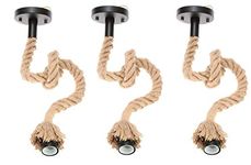 Mufasa E27 Holder Jute Rope Pendant Light Hanging Light Vintage Look Ceiling Mount Soft Jute for Easy Knot (Brown, 1Meter) (Pack of 3) (Bulb not Included)