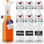 volila Glass Bottles with Stoppers 150ml 6 Pack, Clear Swing Top Bottles for Homebrewing, Beverages, Kombucha, Wine, Vinegar and Oil