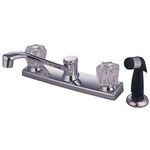 Kingston Brass KB122 Columbia Twin Acrylic Handle Kitchen Faucet with Side Sprayer, 7-5/8-Inch, Polished Chrome