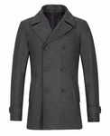 ThCreasa Mens Classic Double Breasted Pea Coat Wool Blend Quilted Lined Notched Collar Overcoat Trench Coat, Grey, X-Large