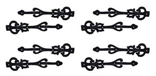 Adonai Hardware 10.9 Inch Izehar Heavy Duty Antique Cast Iron Strap False/Faux/Dummy Hinge Fronts (8 Pack, Black Powder Coated) for Vintage Barn Doors, Gates, Furniture, Garage, Shutters and Fences