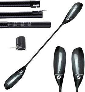 CISI SPORT Performance Lightweight 2 Piece Carbon Fiber Kayak Paddle with Wing Blade Oval Shaft 10cm Adjuster (210-220cm)