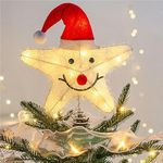 Christmas Star Tree Topper, Plug in 3D Twined Silver Star Metal Hollow Designed Tree Topper, Built in 10 Bulbs Tree Topper for Christmas Tree Decoration New Year Holiday Home Office Indoor