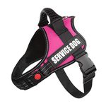 Pawshoppie Real Reflective Service Dog Vest Harness with 2 Free Removable Service Dog and 2 “Emotional Support’’ Patches, Woven Polyester & Nylon, Comfy Soft Padding (L(Girth:28-36''), Pink)