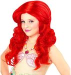 WIDMANN 74969 - Mermaid Wig for Girls, Marine World, Fairytales, Fairy Tales, Carnival, Theme Parties, One Size, Red Color