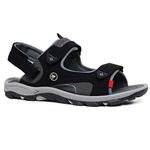 DUNLOP New Men's Sports Beach Trekking Walking Hiking Hook & Loop Summer Sandals Sizes 7-12 (Black .Grey., Numeric_8)