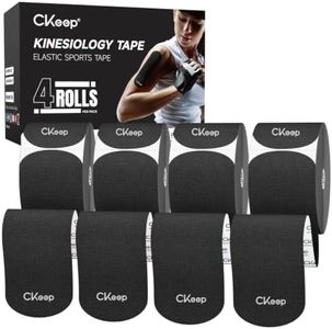 CKeep Kinesiology Tape, Original Cotton Elastic Precut Strips 4 Rolls, Black