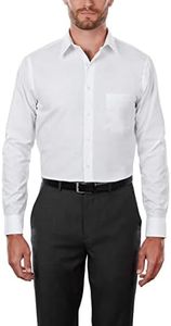 Van Heusen Men's Tall FIT Dress Shirts Poplin, White, 16.5" Neck 35"-36" Sleeve