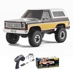 WOWRC FMS 1/24 FCX24 Chevy K5 Blazer RC Crawler,Pick Up Truck & SUV 2 in 1,4WD 8+ kmh 2 Speeds Transmission,Off-Road RC Car with Battery,USB Charger and 2.4Ghz Remote Control for Adults,Brown