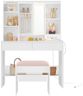 VASAGLE KAILYN Collection - Vanity Desk with Power Outlets, Makeup Vanity with Mirror and Lights, Upholstered Vanity Stool, LED Lights, 6 Compartments, 2 Drawers, for Bedroom, Cloud White URDT031W01