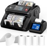 PONNOR N70 Mixed Denomination Money Counter Machine with Thermal Printer, Bill Counter with Receipt Printer,4PCS 58mm Thermal Paper