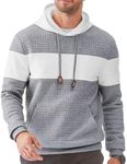 JMIERR Men's Hoodies Waffle Sweatshirt with Pocket Casual Long Sleeve Hoody Outdoor Drawstring Pullover Oversized Sweaters Athletic Sweatshirts Light Grey Large