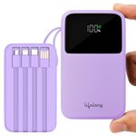 Lifelong Electronics 10000mAh 22.5W Fast Charging Power Bank | 3 Inputs (1 Built-in USB A Cable + 1 C + 1 Lightning Port) & 6 Outputs (3 Built-in Cables + 1 C + 2 A Port) | Small Pocket Size Powerbank