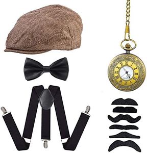 Beelittle 1920s Gatsby Gangster Costume Accessories Old Man Costume Grandpa Cosplay Set (style 4)
