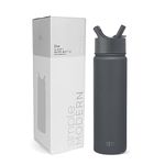 Simple Modern Water Bottle with Straw Lid Vacuum Insulated Stainless Steel Metal Thermos Bottles | Reusable Leak Proof BPA-Free Flask for Gym, Travel, Sports | Summit Collection | 22oz, Graphite