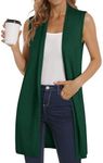 ZXZY Vest for Women Trendy Dressy Cardigan Sleeveless Long Sweater Duster Jacket Casual Open Front Cardigans Coat, Green S