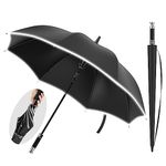 ANYCHO Big Umbrella for Men, Big Size Umbrella for Heavy Rain with UV Protection, Windproof Automatic Umbrella for Men and Women, Golf Long Stick Umbrella with Reflective Stripe and Cover – 54 Inch (Black)